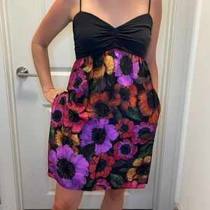 Mini dress with silk bottom